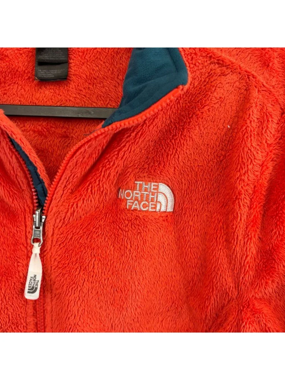 The North Face Osito Womens Size Large Orange Fuzzy Fleece Jacket Full Zip Warm